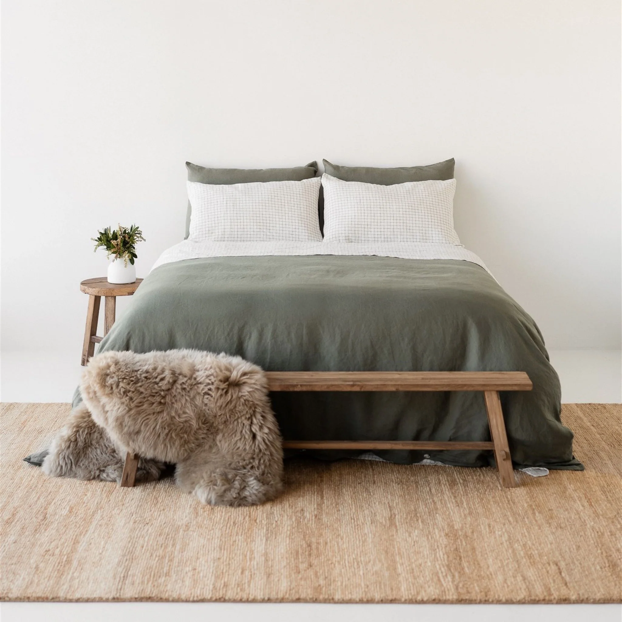 Cactus Grid Linen Fitted Sheet - Image 3