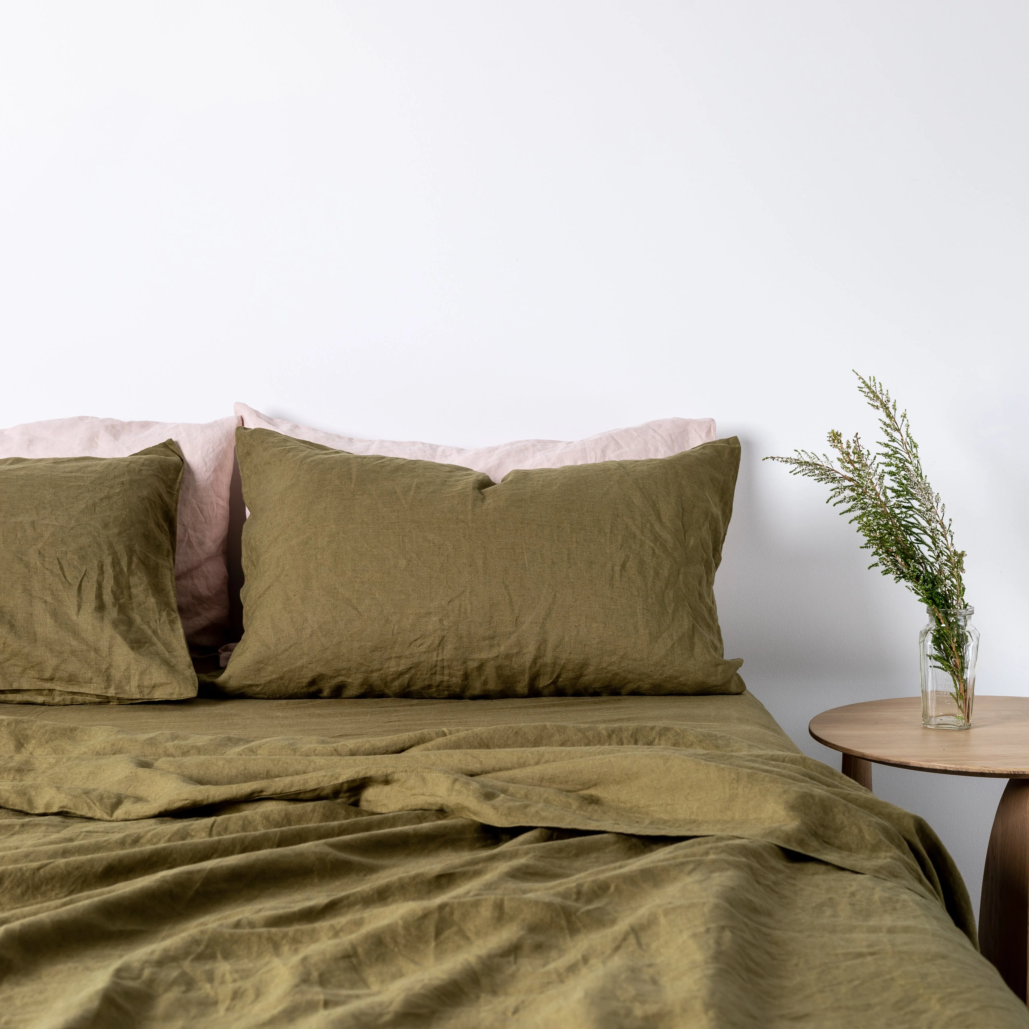 Olive Green Linen Fitted Sheet - Image 3