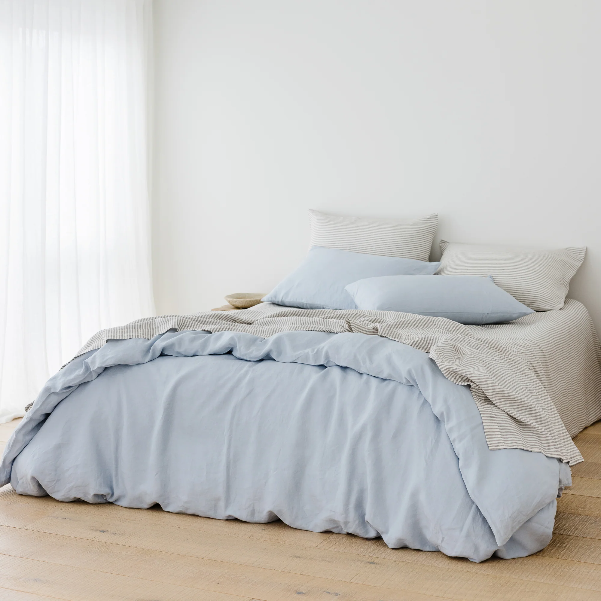 Grey Stripes Linen Fitted Sheet - Image 20