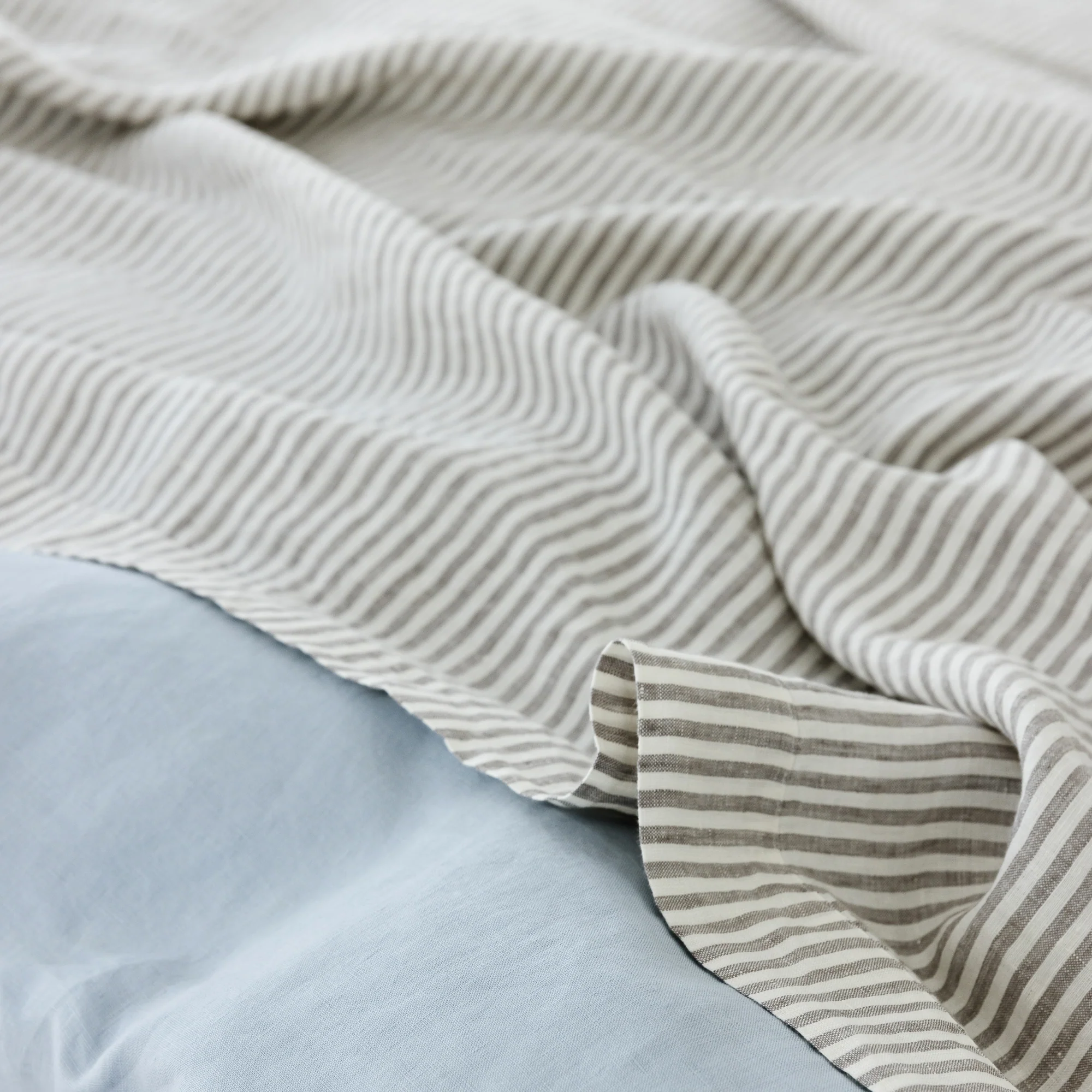 Grey Stripes Linen Fitted Sheet - Image 23