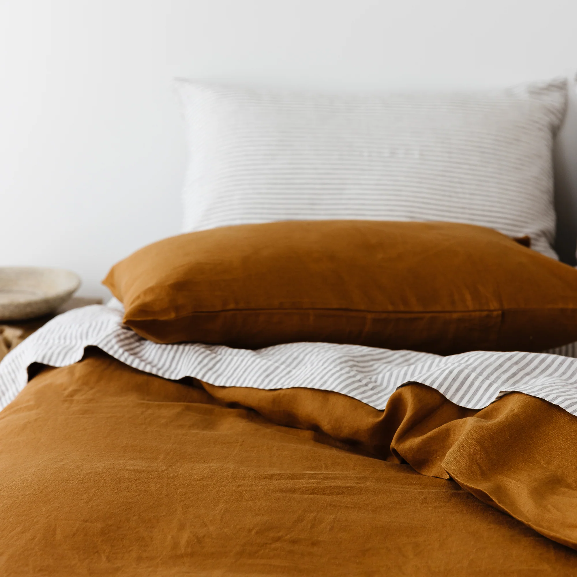 Grey Stripes Linen Fitted Sheet - Image 35