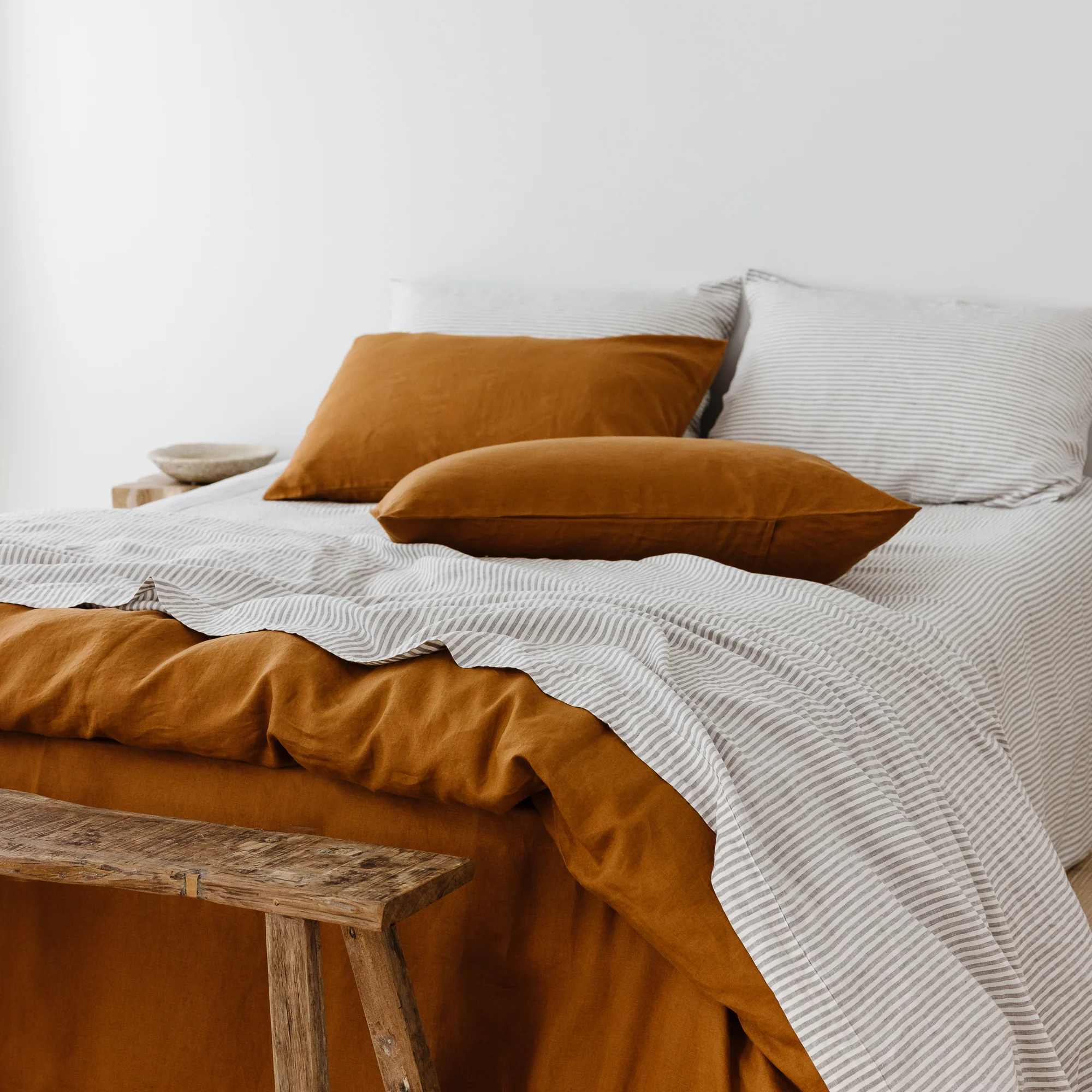 Grey Stripes Linen Pillowcases - Image 7