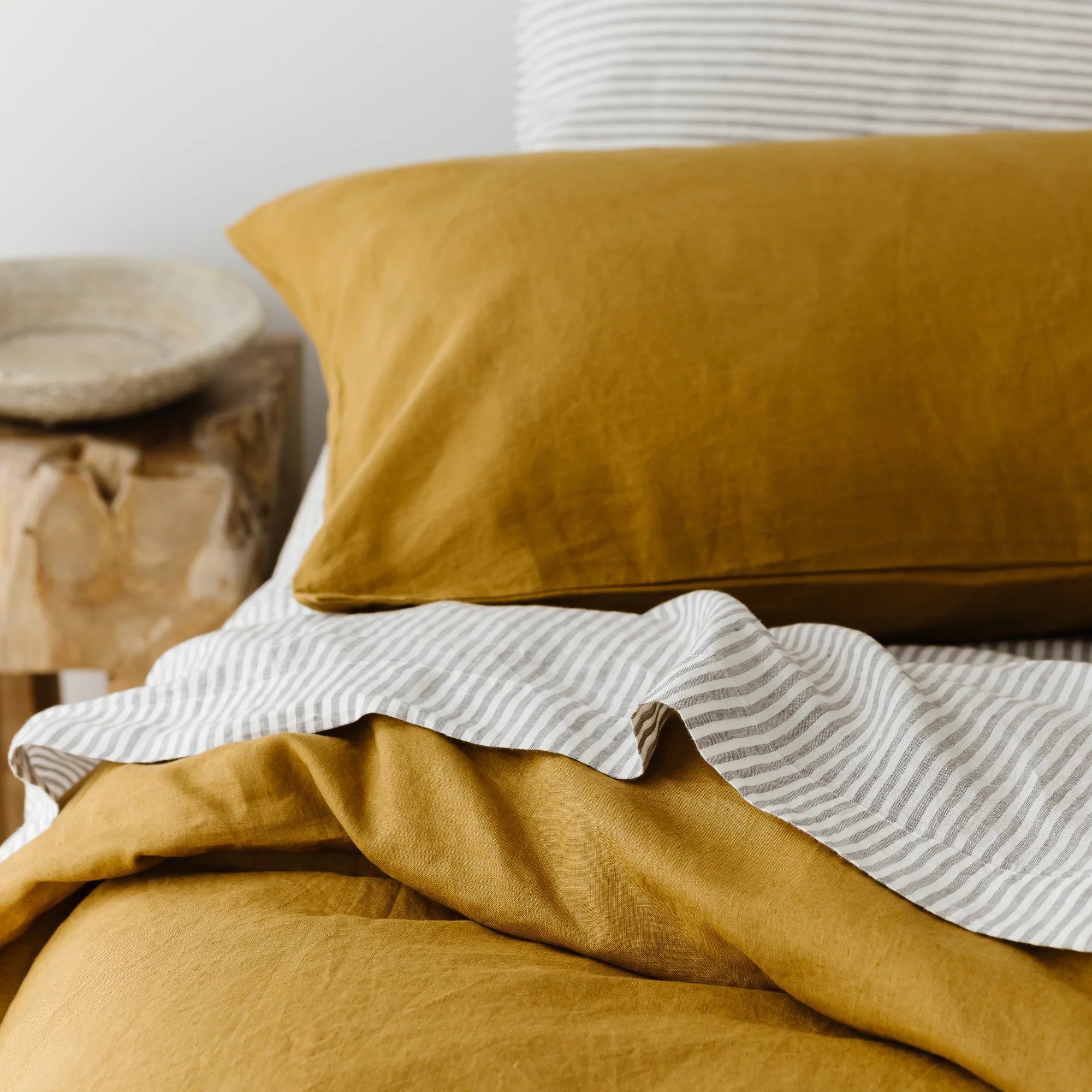 Grey Stripes Linen Sheets Set - Image 19