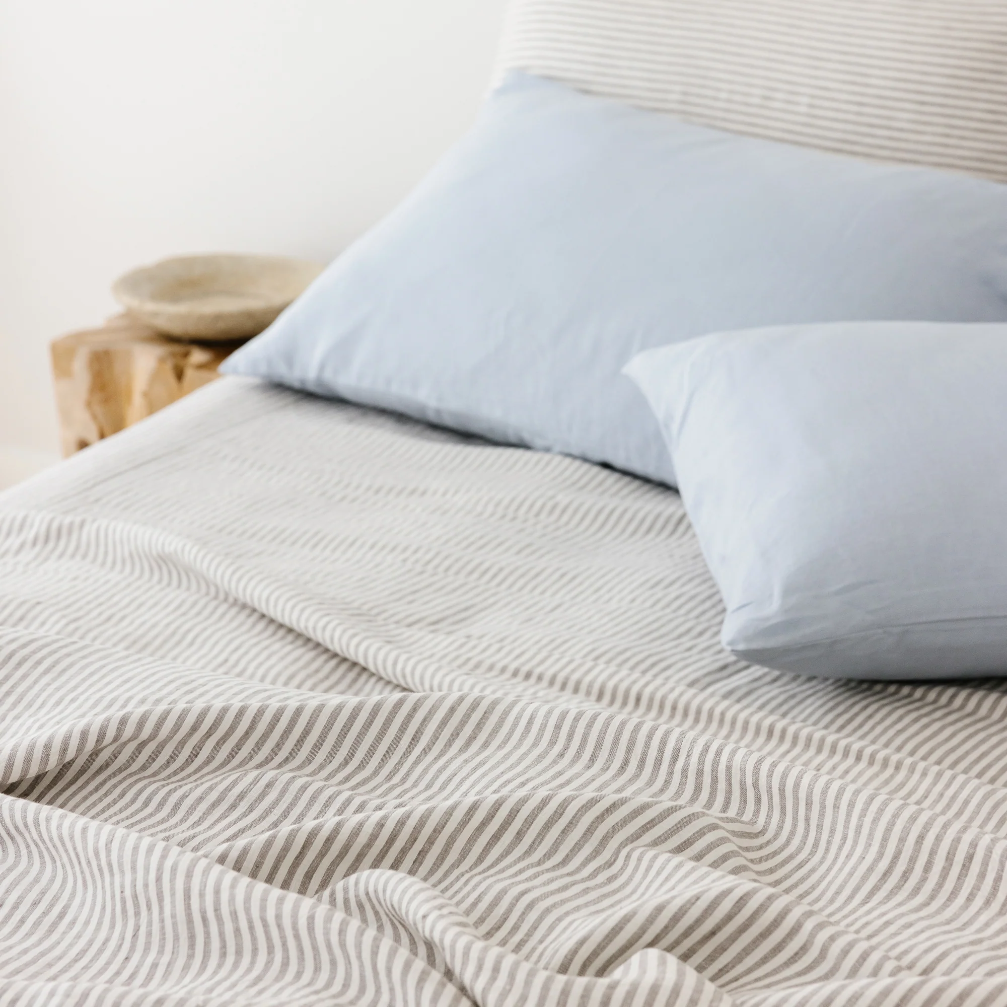 Grey Stripes Linen Sheets Set - Image 21