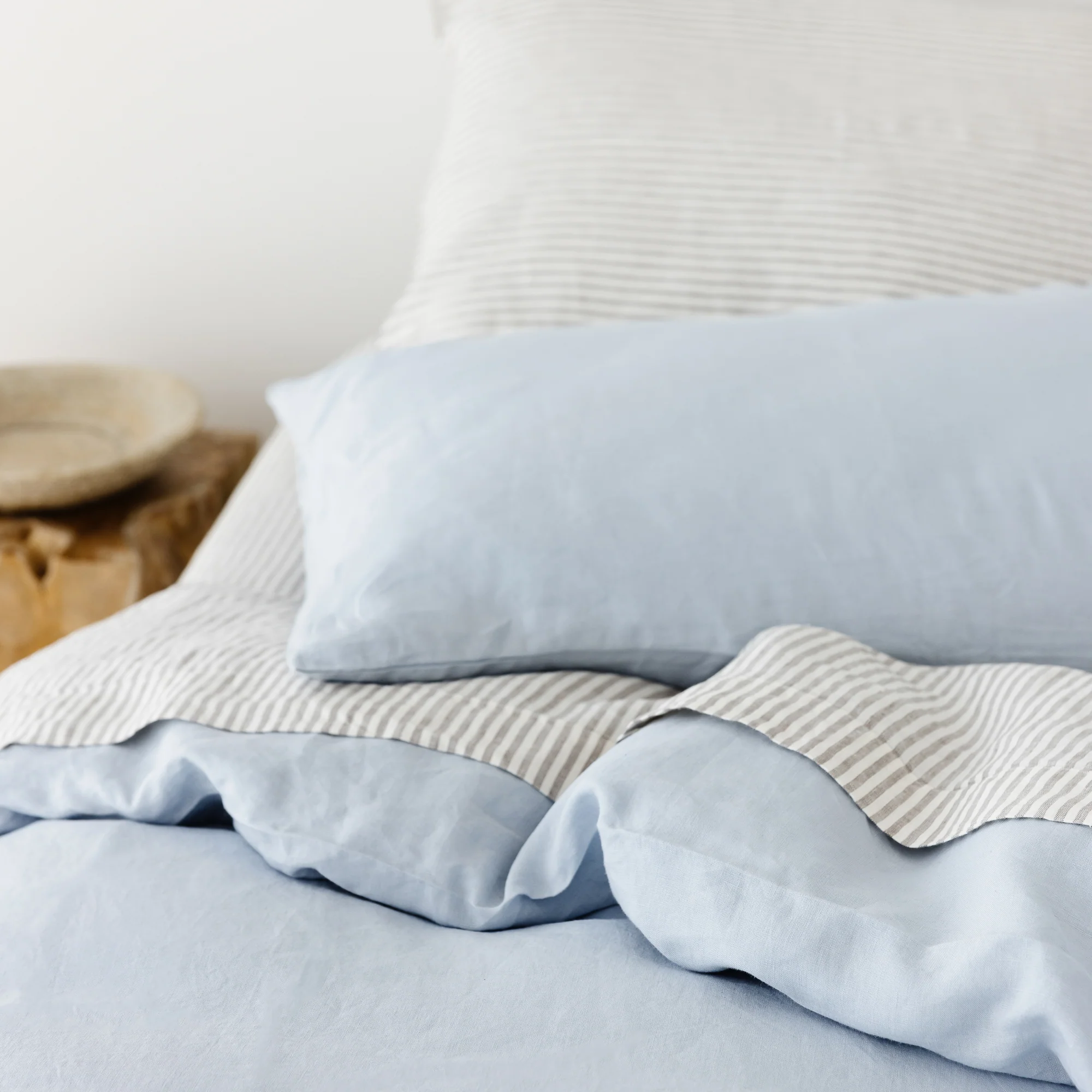 Grey Stripes Linen Sheets Set - Image 26