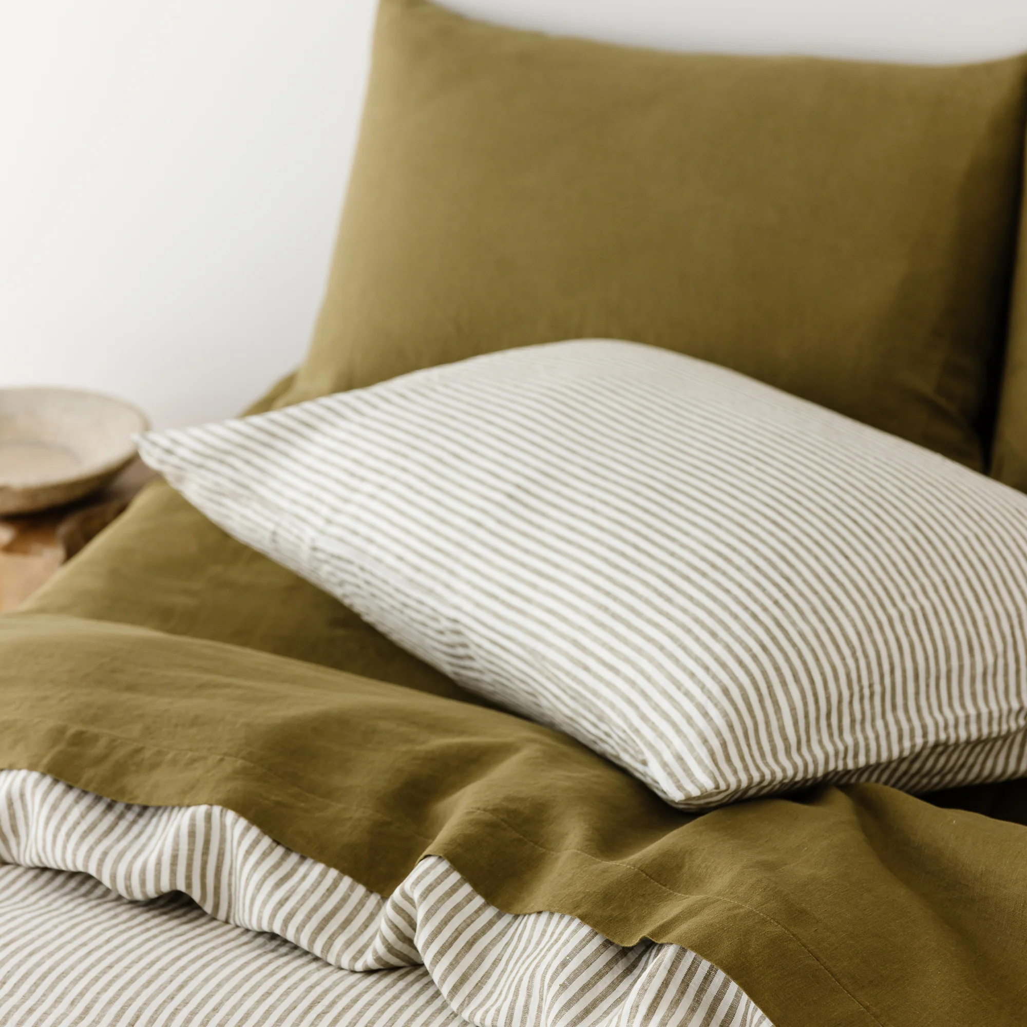 Olive Green Linen Sheet Set - Image 11
