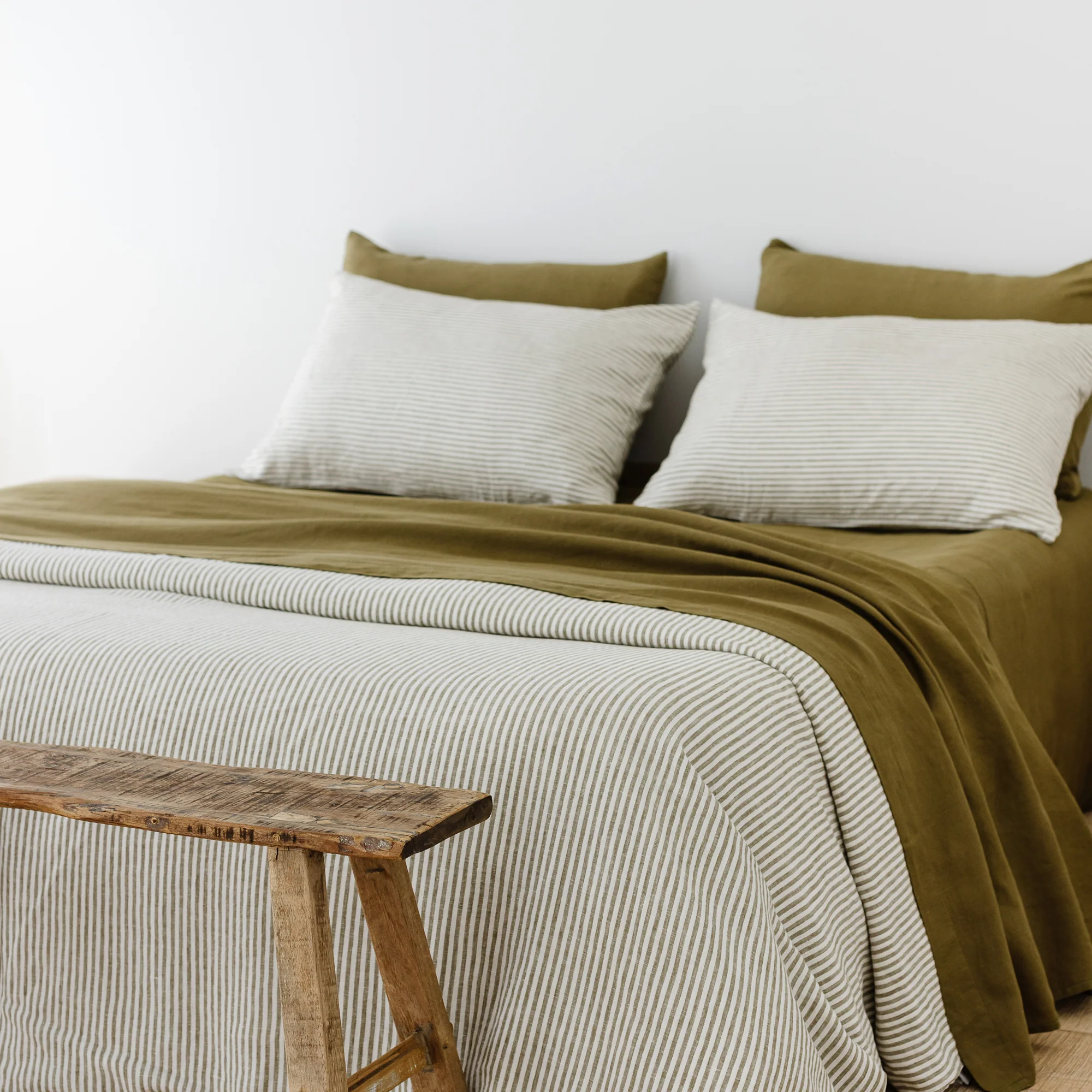 Olive Green Linen Sheet Set - Image 9