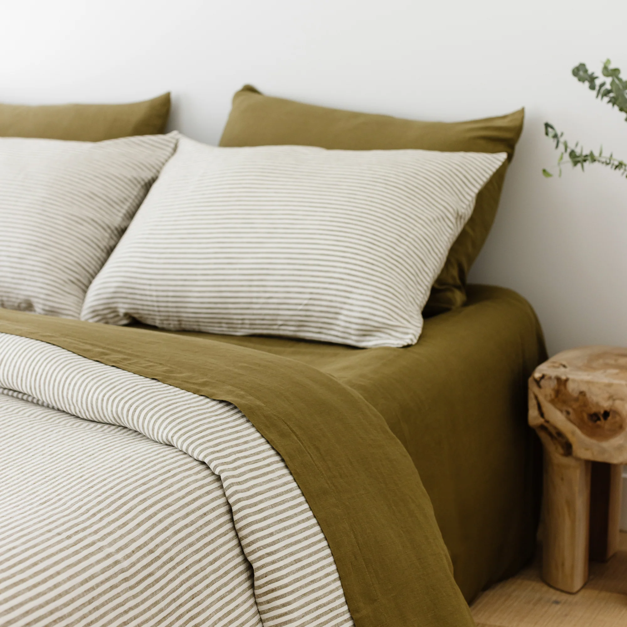 Olive Stripes Linen Duvet - Image 5