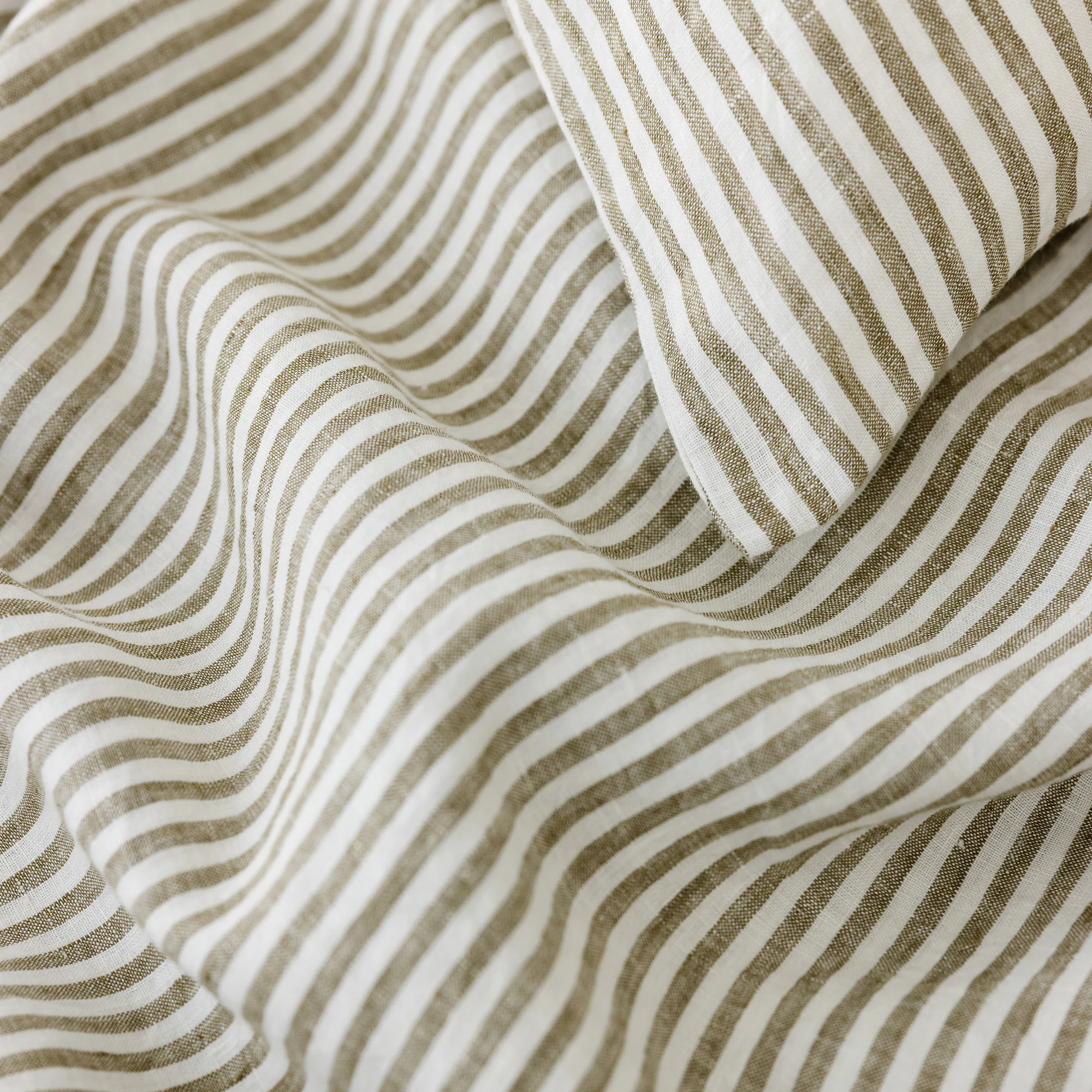 Olive Stripes Linen Cushion Cover - Image 3