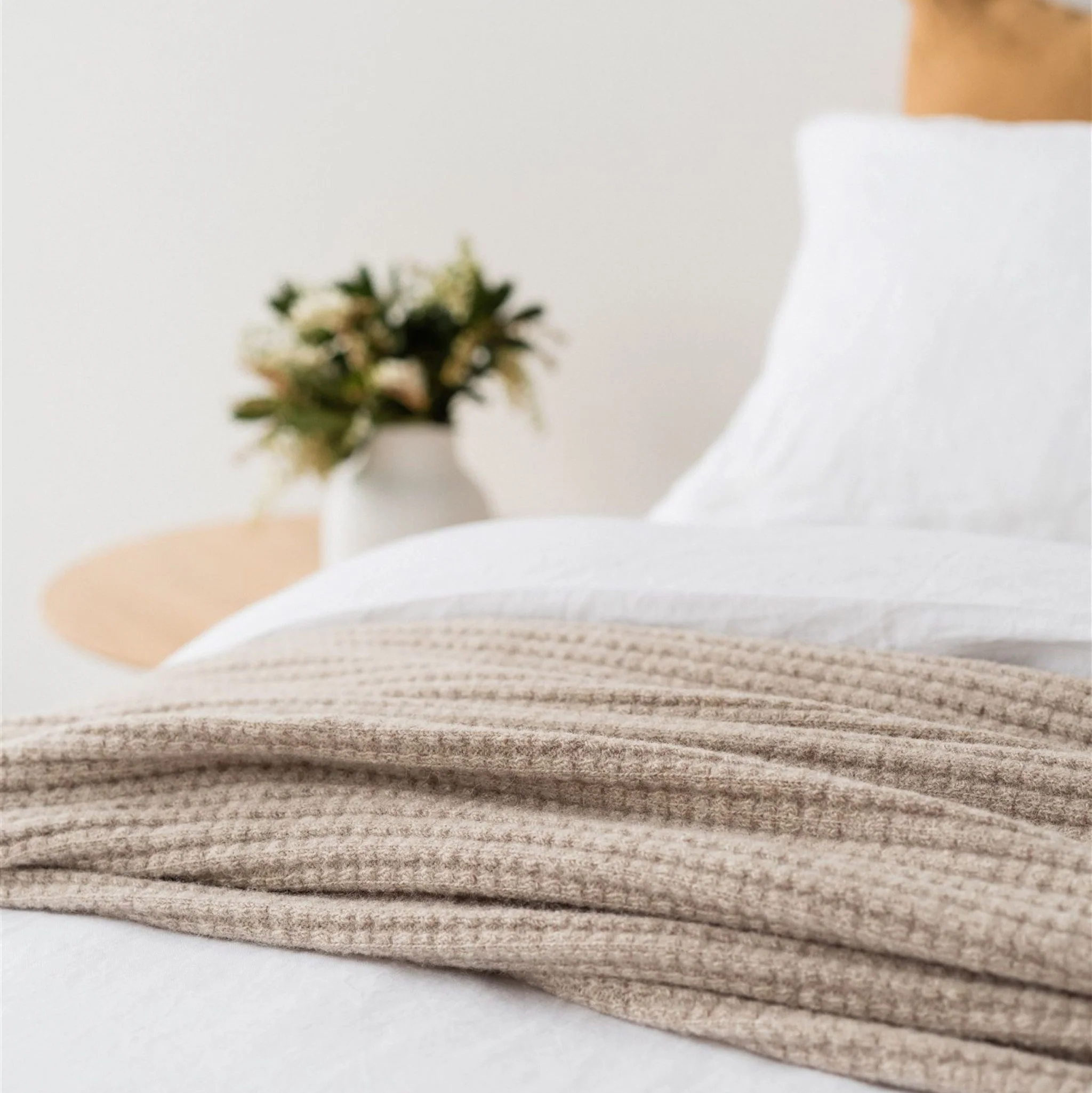 Sand Ribbed Wool Throw Blanket - Image 7